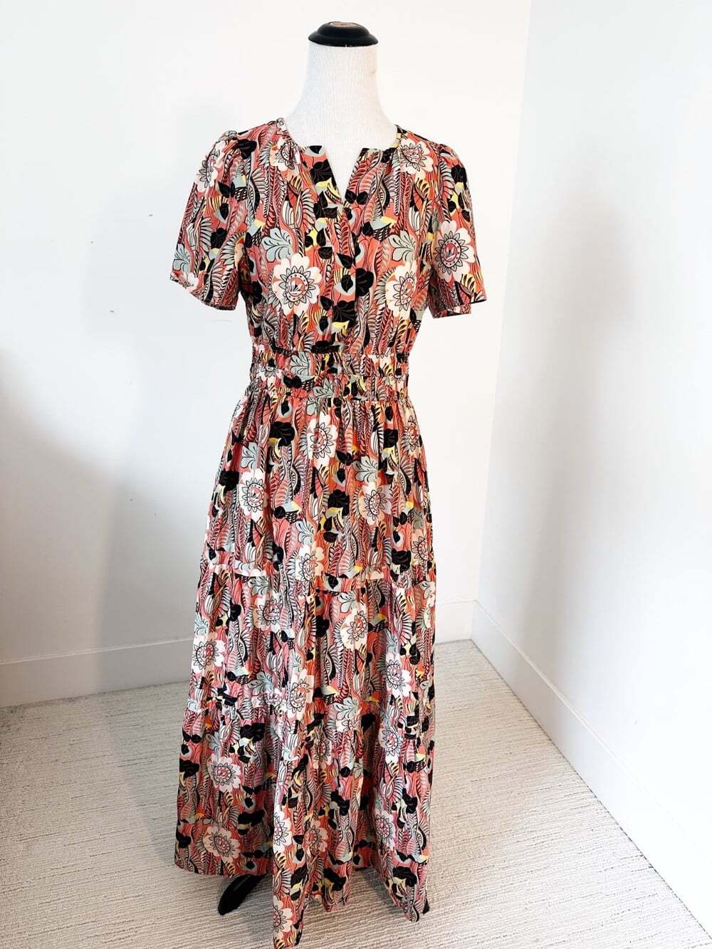 ANTHROPOLOGIE The Somerset Size M Pink Botanical Garden Maxi Dress Flattering
